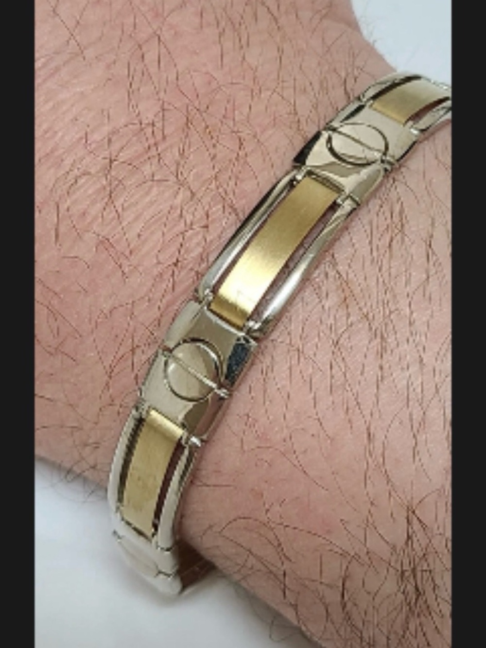 Men's Bracelet 14k Gold and Sterling Silver Nail Head Design